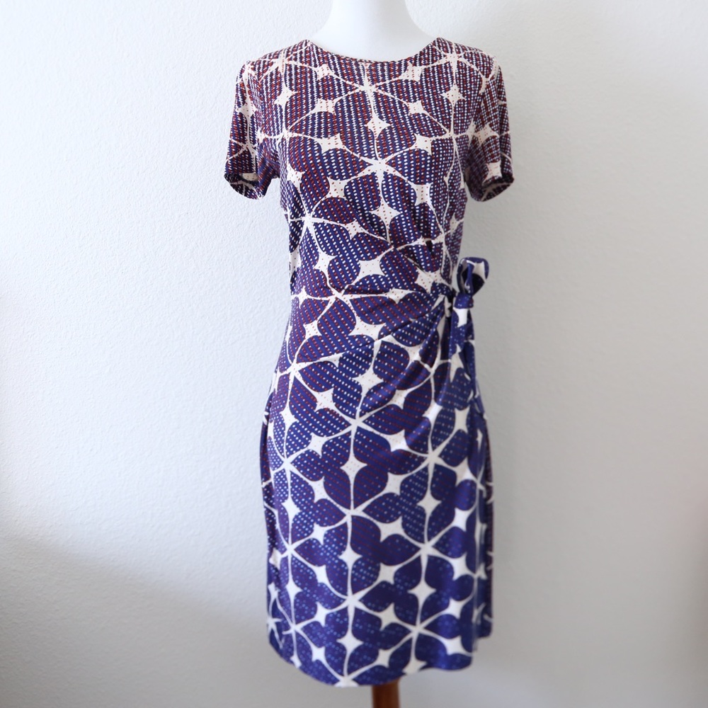 Diane von Furstenberg DvF Zoe Dress Blue White Size 4 - Picture 2 of 10